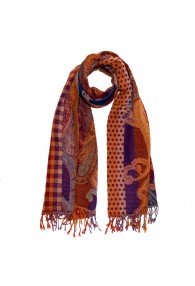 100% Wolle Schaltuch Paisley braun purpur LORENZO CANA