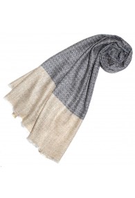 Pashmina 100% Kaschmir Zweifarbig beige hellgrau LORENZO CANA