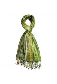Schaltuch 100% Seide Paisley grün grasgrün hellgrün LORENZO CANA