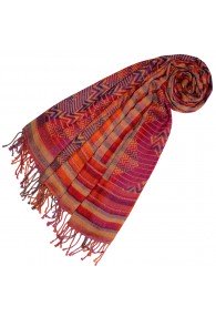 Baumwolle + Wolle Halstuch pink rot beige LORENZO CANA