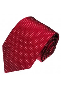 XL Herrenkrawatte 100% Seide Punkte rot weiss LORENZO CANA