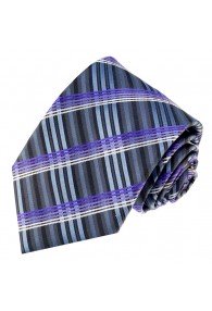 Krawatte 100% Seide Streifen graublau violett LORENZO CANA