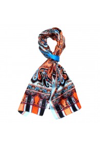 Seidenschal Herren orange blau rot Paisley LORENZO CANA