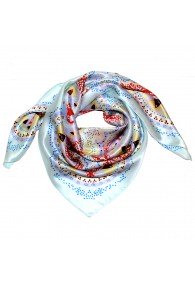 Tuch für Herren hellblau rot weiss Seide Floral LORENZO CANA