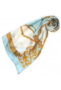 Tuch für Damen hellblau weiss gold Seide Floral LORENZO CANA