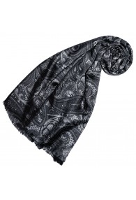 Damenschal Damen schwarz grau anthrazit Wolle Paisley LORENZO CANA