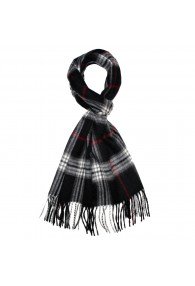 Herren Schal 100% Kaschmir schwarz weiss rot LORENZO CANA