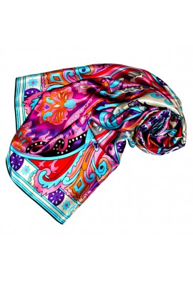 XL Damentuch 100% Seide Floral Pink Violett LORENZO CANA