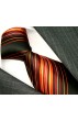 Krawatte 100% Seide Streifen schwarz rot orange LORENZO CANA