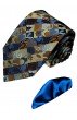 Krawatte 100% Seide Braun Blau