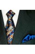 Seidenkrawatte Braun Blau Einstecktuch