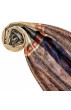 Herrenschal 100% Seide Pashmina Paisely Creme Blau Rot LORENZO CANA