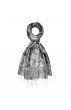 Scarf 100% Silk Paisley Grey Silver for Women LORENZO CANA 