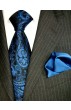 Krawattenset 100% Seide Paisley dunkelblau schwarz LORENZO CANA