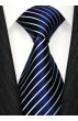 Neck Tie 100% Silk Striped Dark Blue White LORENZO CANA