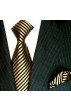 Krawattenset 100% Seide Streifen gold schwarz LORENZO CANA