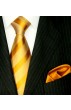 Krawattenset 100% Seide Streifen gold orange LORENZO CANA