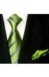 Krawattenset 100% Seide Streifen grasgrün grün LORENZO CANA