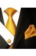 Krawattenset 100% Seide Streifen gold shellgelb orange LORENZO CANA