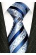 XL Herrenkrawatte 100% Seide Streifen dunkelblau blau LORENZO CANA