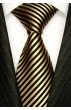 Neck Tie 100% Silk Striped Gold Black LORENZO CANA